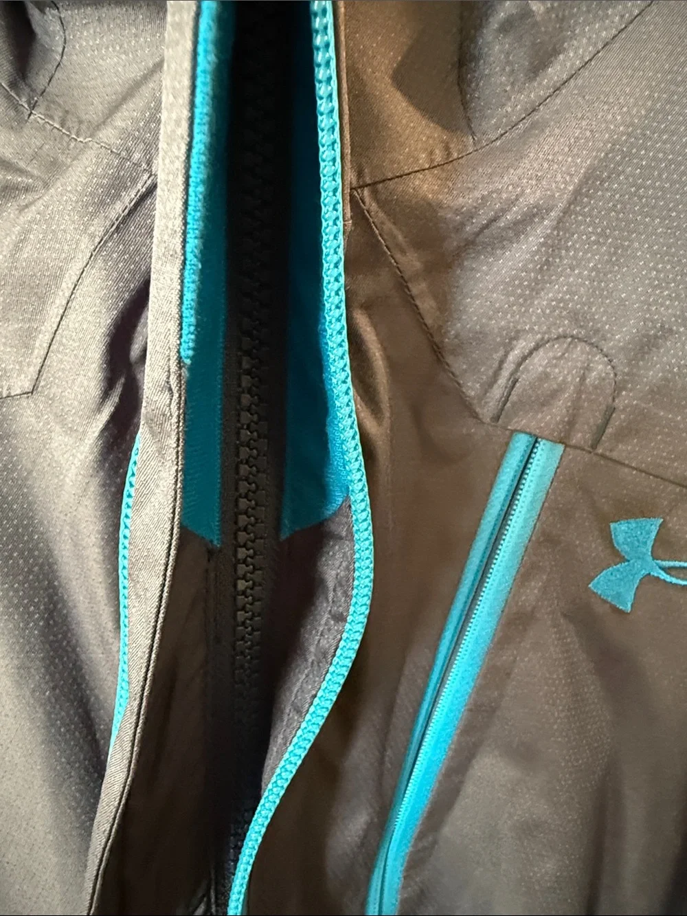 Under Armour Navy Hooded Rain Jacket with Teal Trim